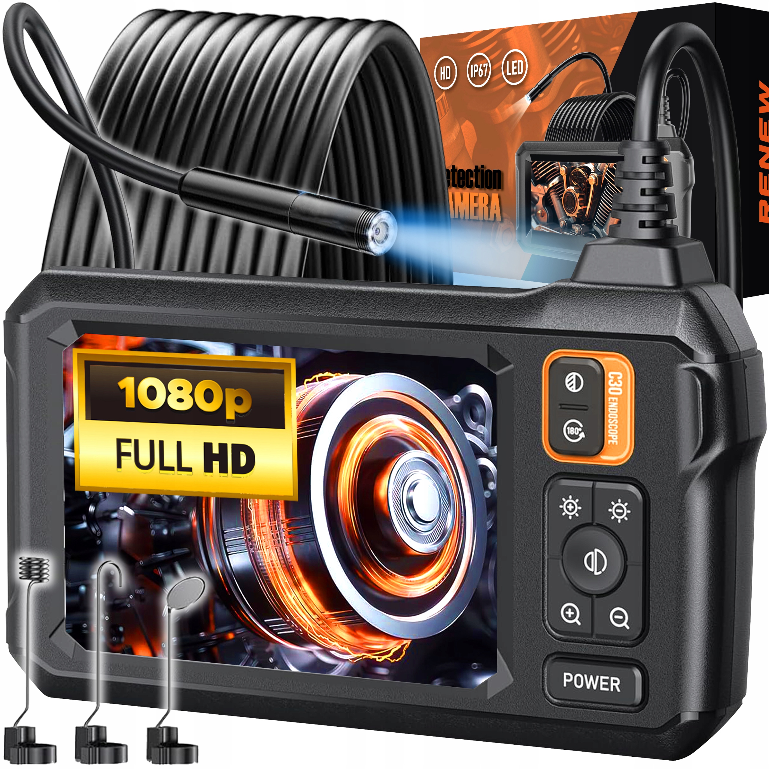 Endoskop Inspekční kamera Full Hd 5M Ips displej 4.3" Led Cmos 1080p