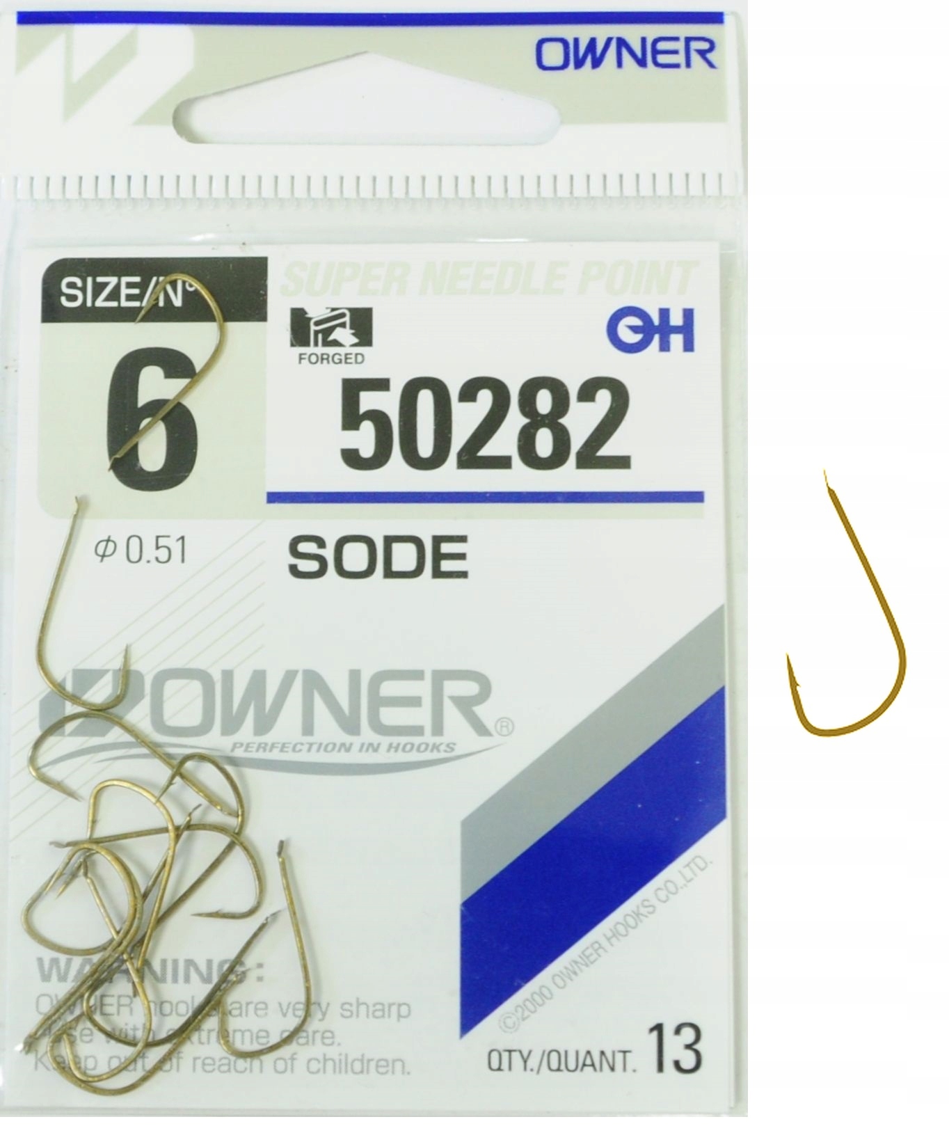 Nr 6 Haczyki Owner Sode 50282 Brązowe Bardzo Ostre