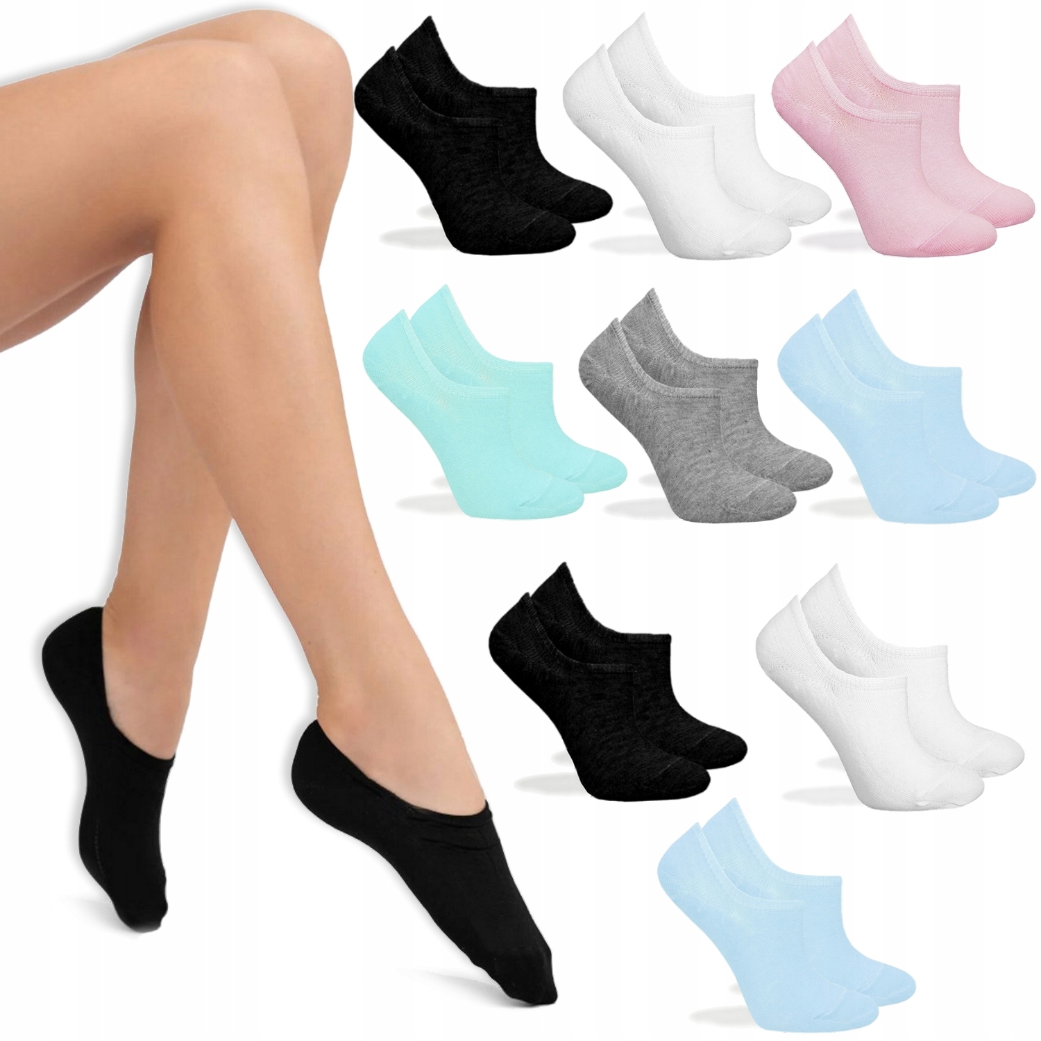 

9x Niskie Stopki Skarpety Damskie Bawełniane 39-41