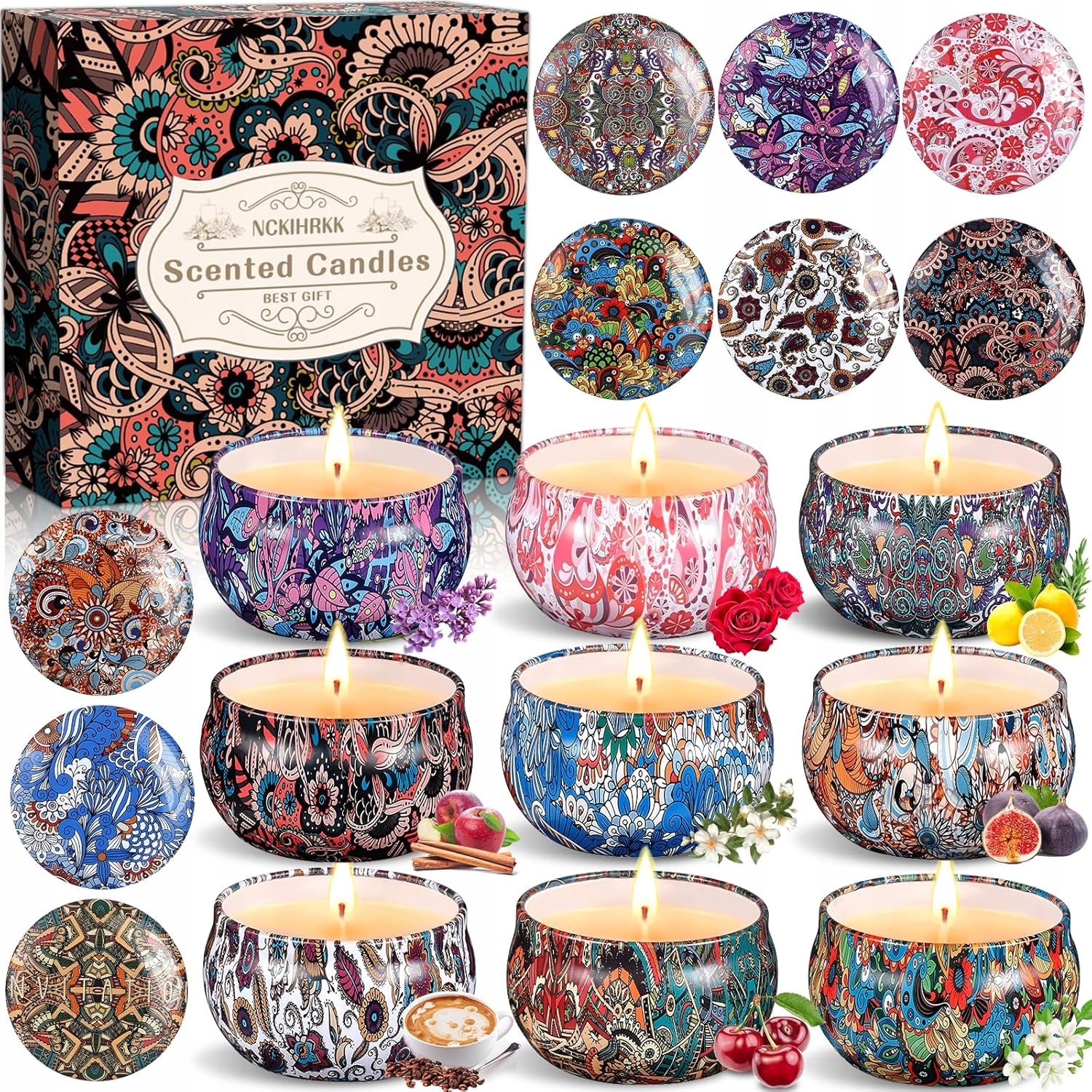 Sada vonných svíček 9 ks – přírodní vosk, dárek pro ženy