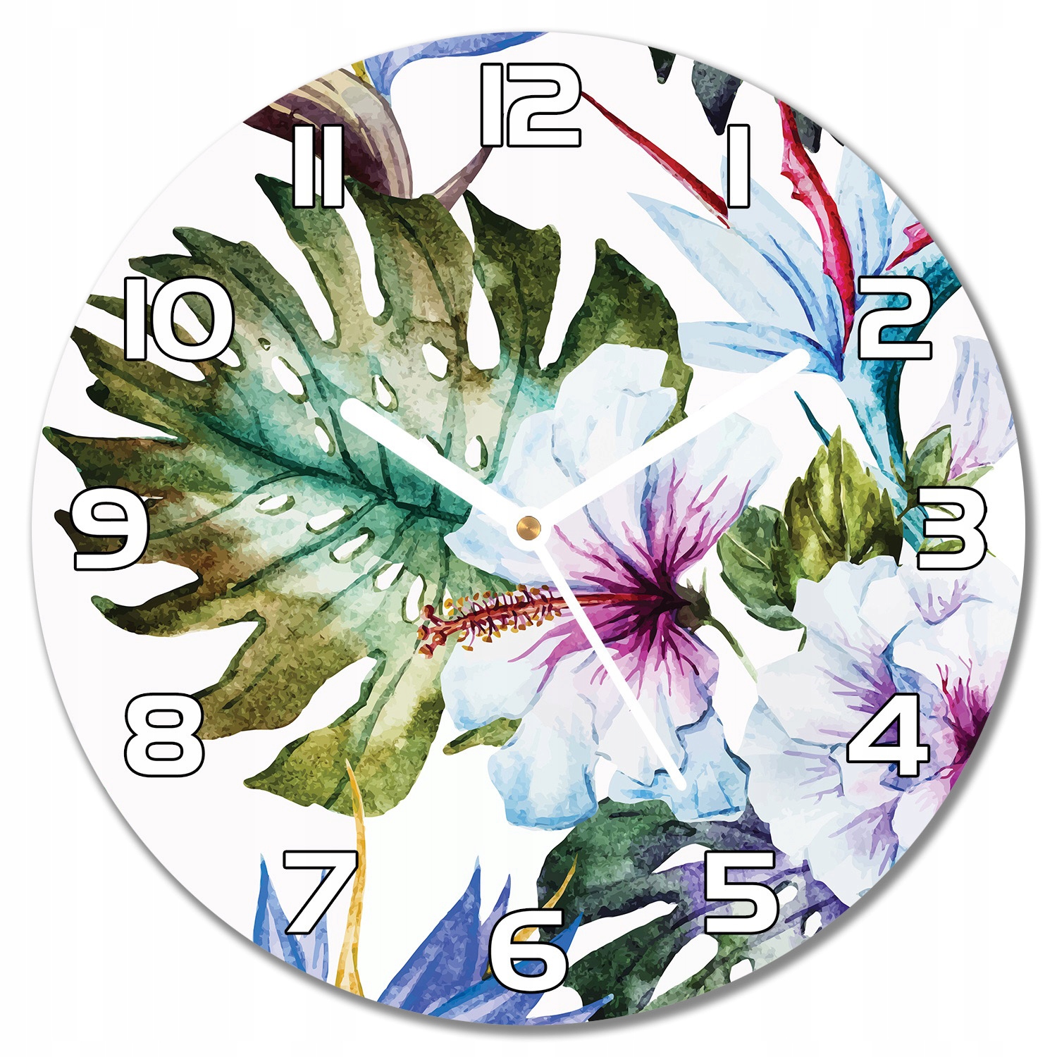 

Nowoczesny wiszący zegar Malowany Hibiskus f30cm