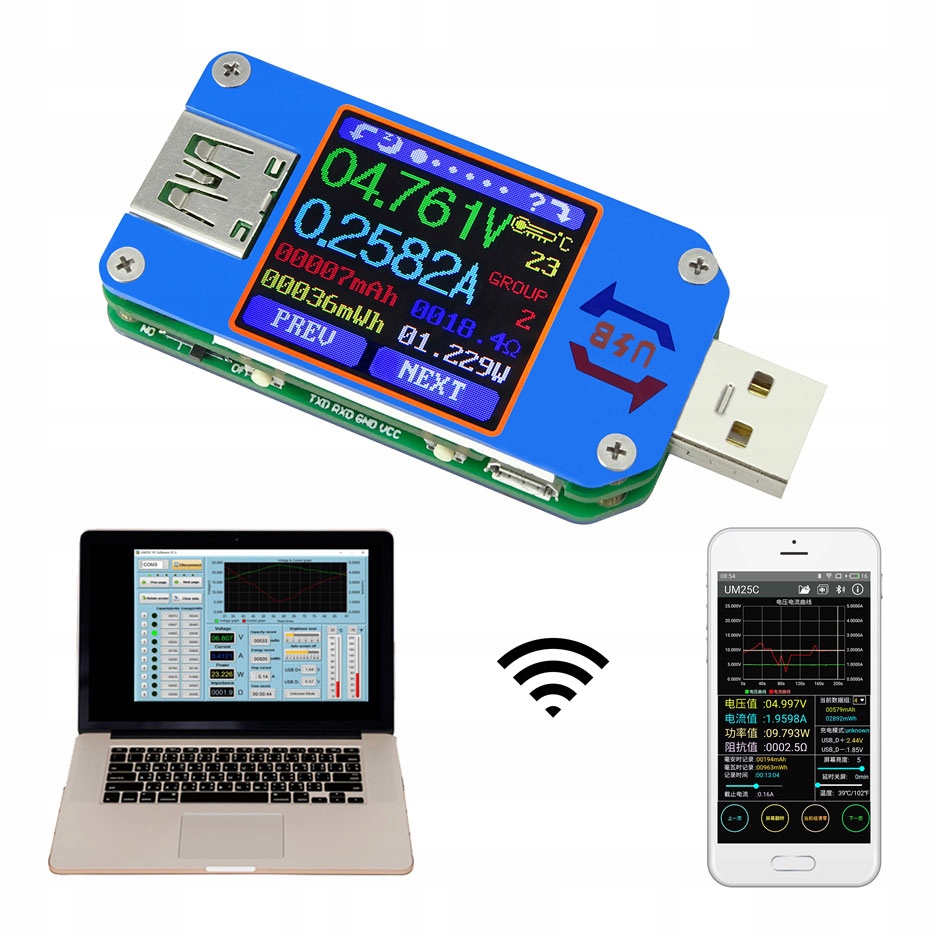 UM25C miernik portu USB z Bluetooth kolorowy LCD Producent RD