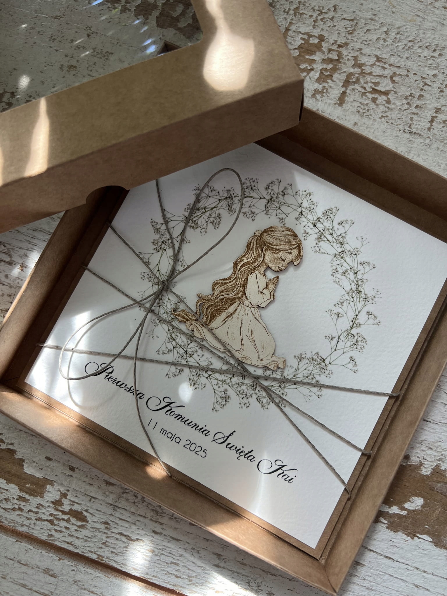 Personalizovaná kartička na svaté přijímání, ručně vyrobená památka na svaté přijímání