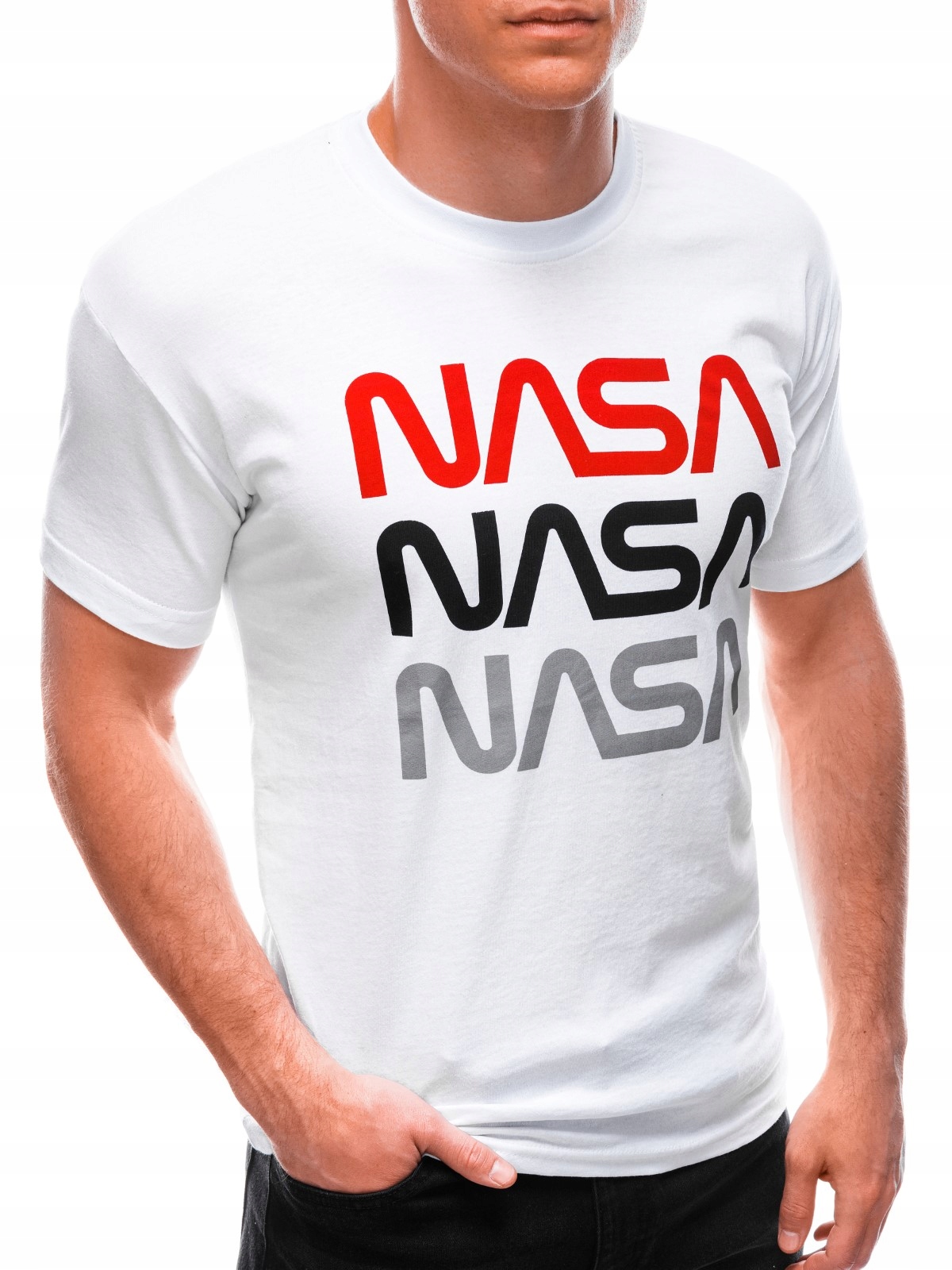 

T-shirt męski z nadrukiem 1656S biały M