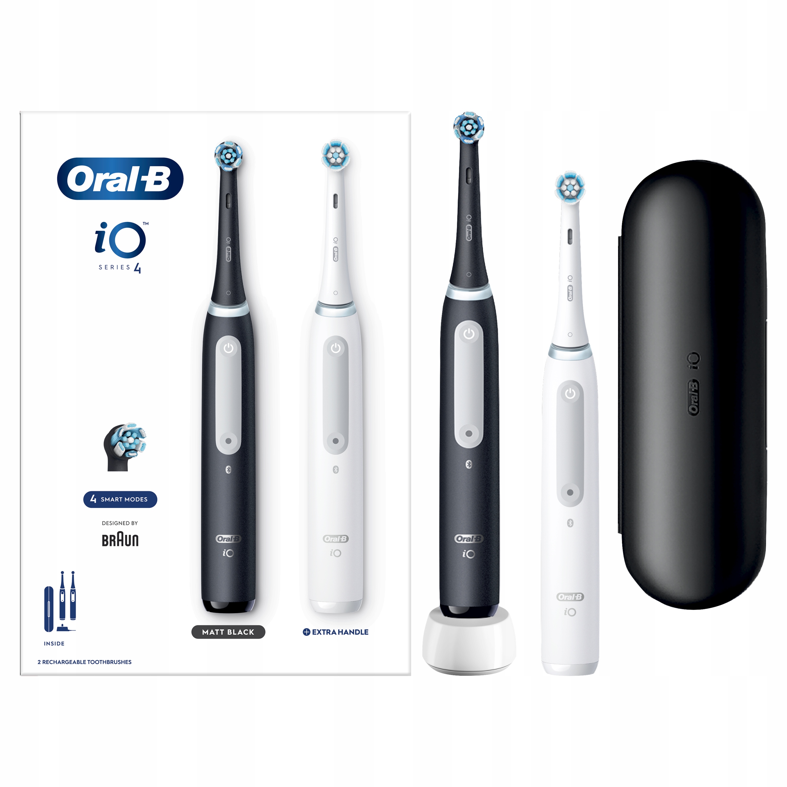 Dwie Szczoteczki Elektryczne Oral-B iO 4 Black & White