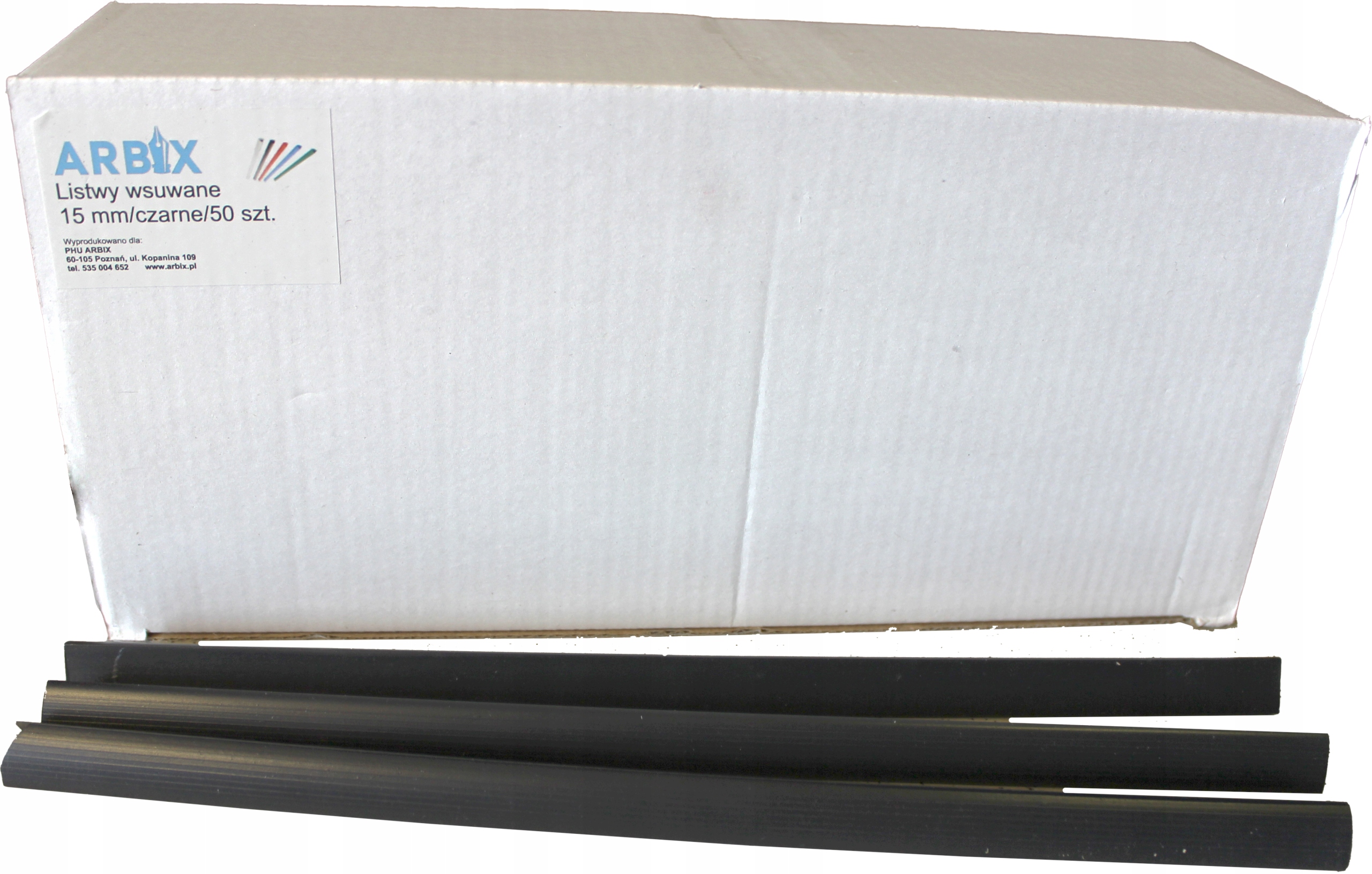 

Listwy Wsuwane Do Opraw Kartek 15mm 50szt. Arbix