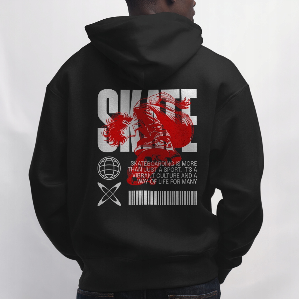 Oversize Mikina Hoodie Skate One Side Skateboarding, Premium Xs
