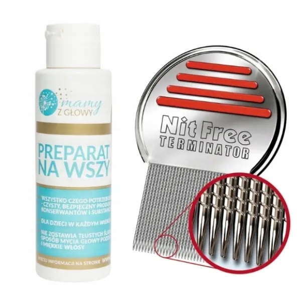Mamy z Głowy Profesjonalny Płyn Na Wszy Gnidy 100ML Grzebień Nitfree