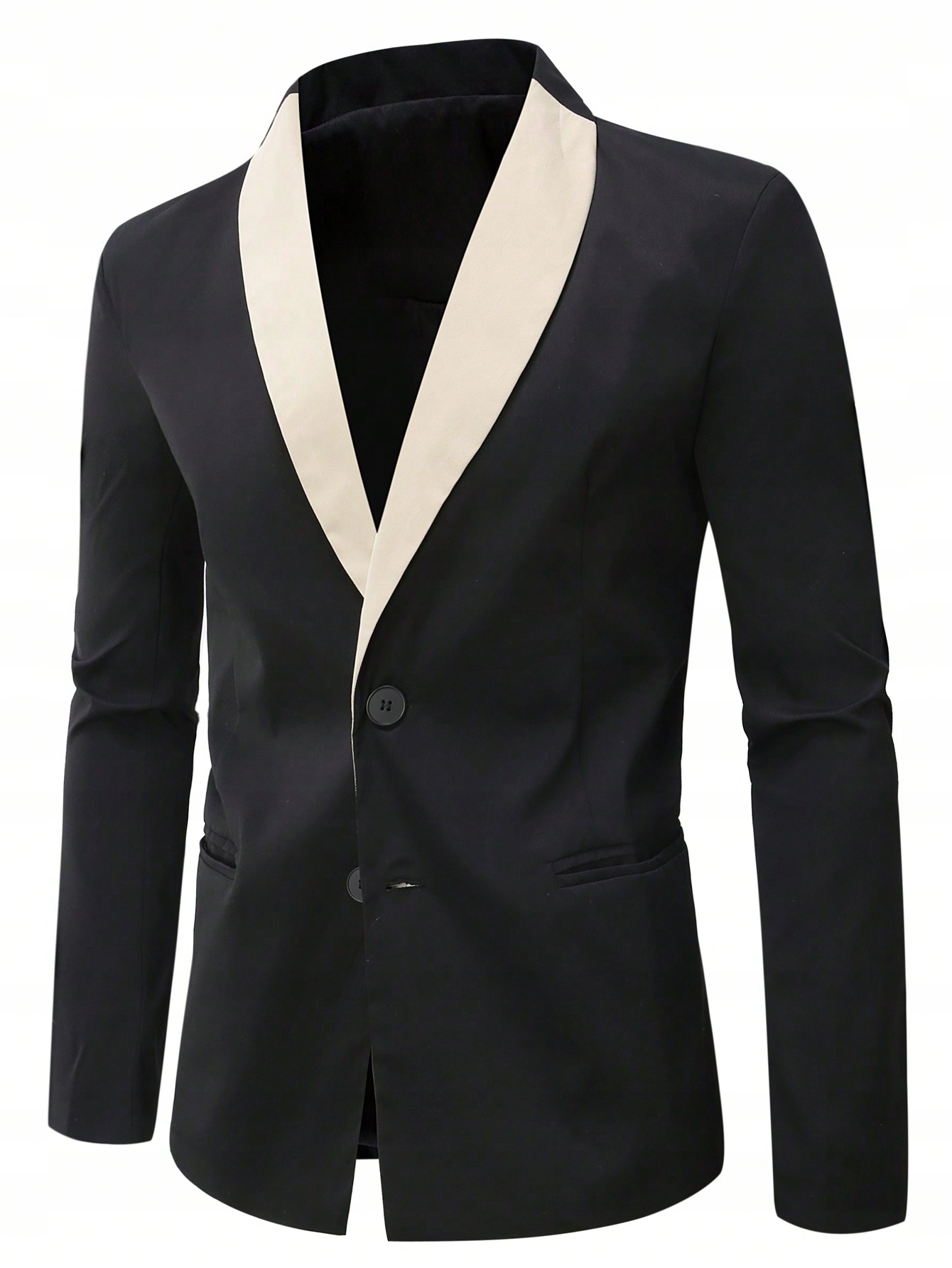 Sako Elegantní Dvoubarevné Stylové Módní Černé 4XL 48