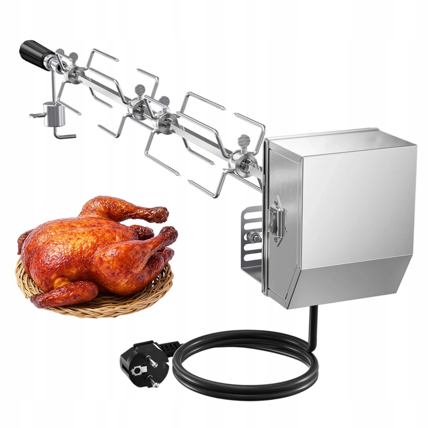 Elektryczny Rożen Obrotowy Grill 56-134 CM Regulowana Stal Nierdzewna 3RPM