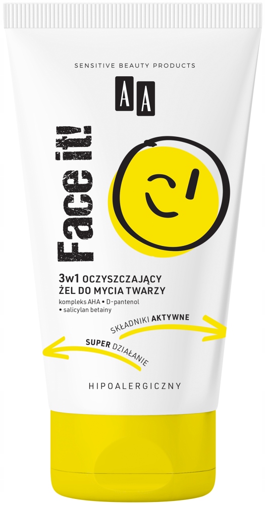 AA Face It! 3w1 Oczyszczający żel do mycia twarzy