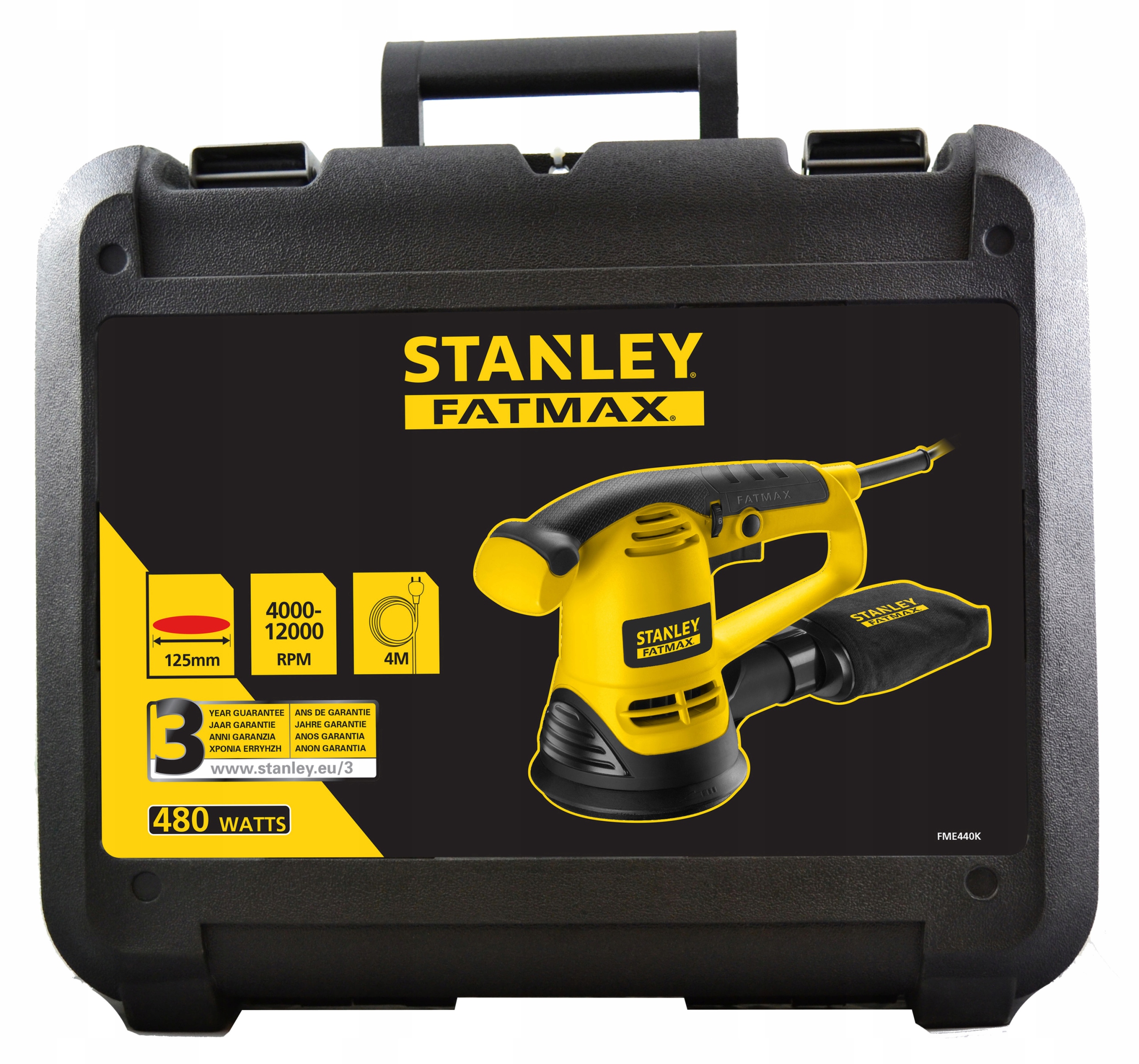 STANLEY SZLIFIERKA MIMOŚRODOWA FME440K +40 KRĄŻKÓW Maksymalna prędkość obrotowa 12000 RPM