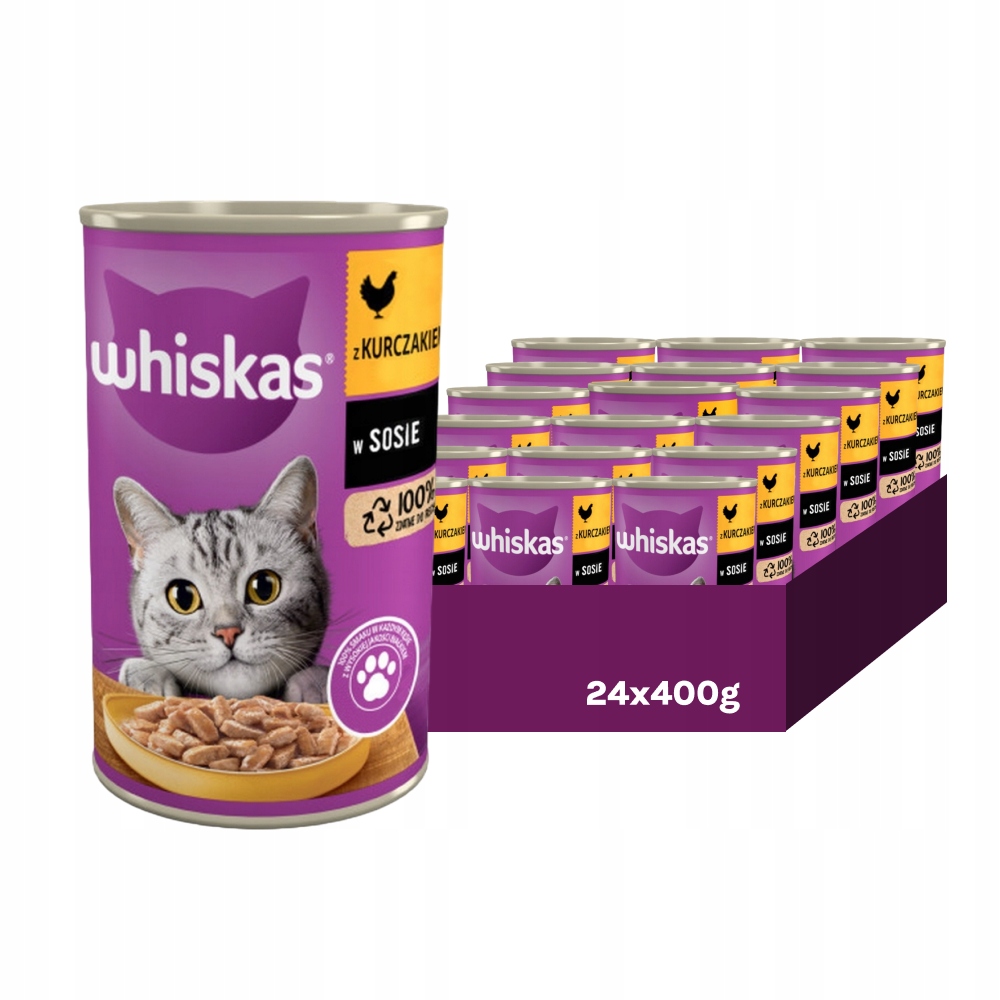 Zestaw 24X Whiskas Adult Kurczak W Sosie Mokra Karma Dla Kota 400G
