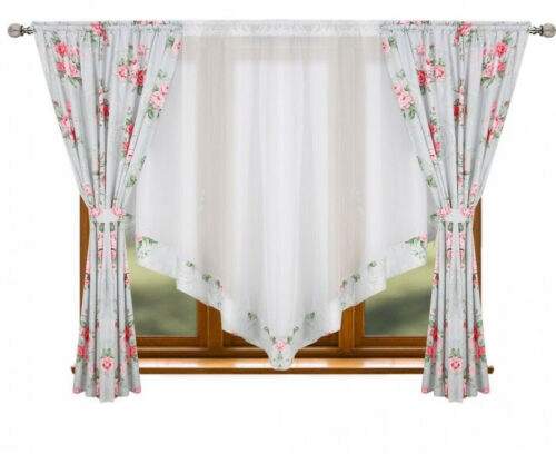 

Firana Gotowa Zestaw Zasłony Róże 400x160cm