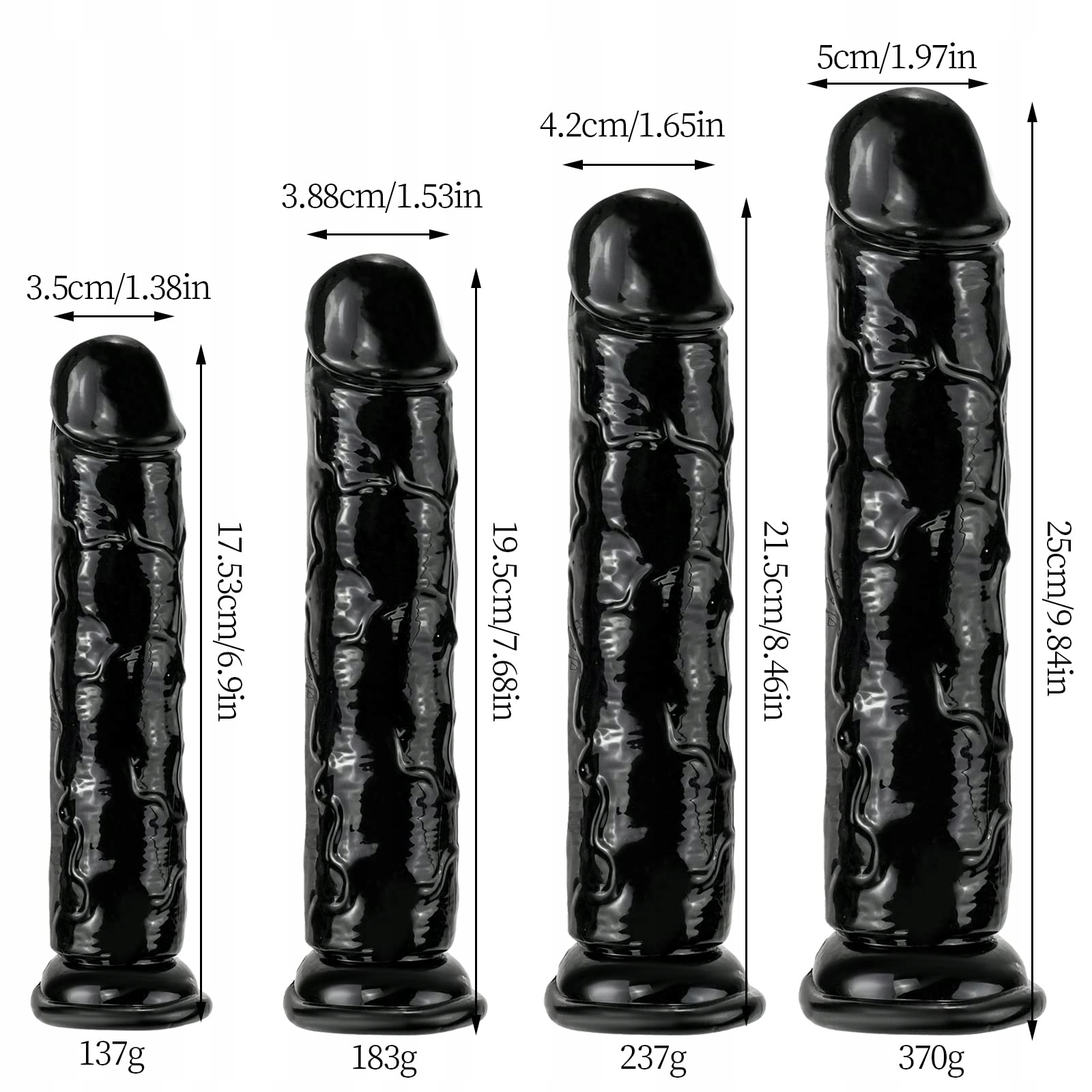 REALISTISCHER DILDO Czarny Dildo 19.5cm z Mocną Przyssawką — miniatura 2