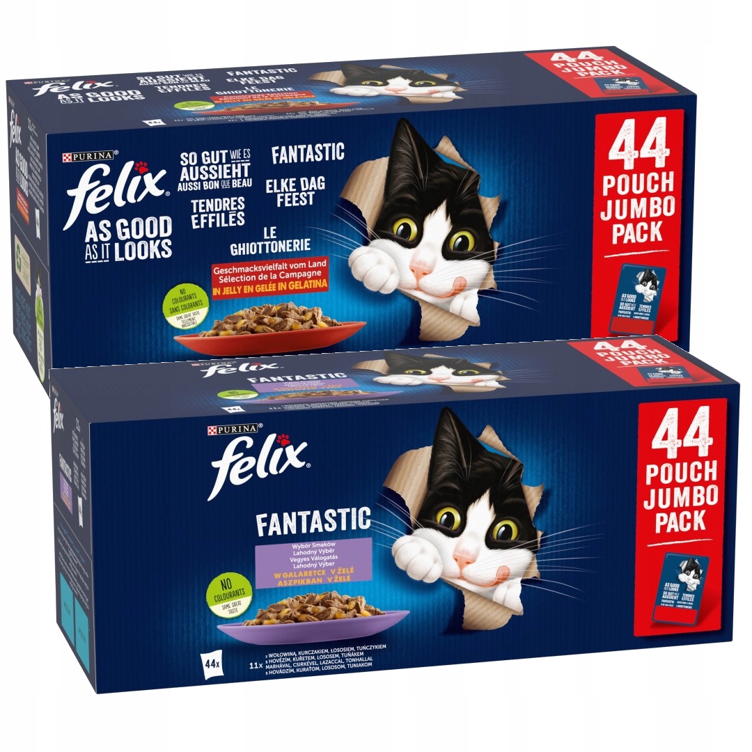 Levně Felix Fantastic Country Flavours a výběr příchutí 88x85g směs Pro Kočky Krmivo