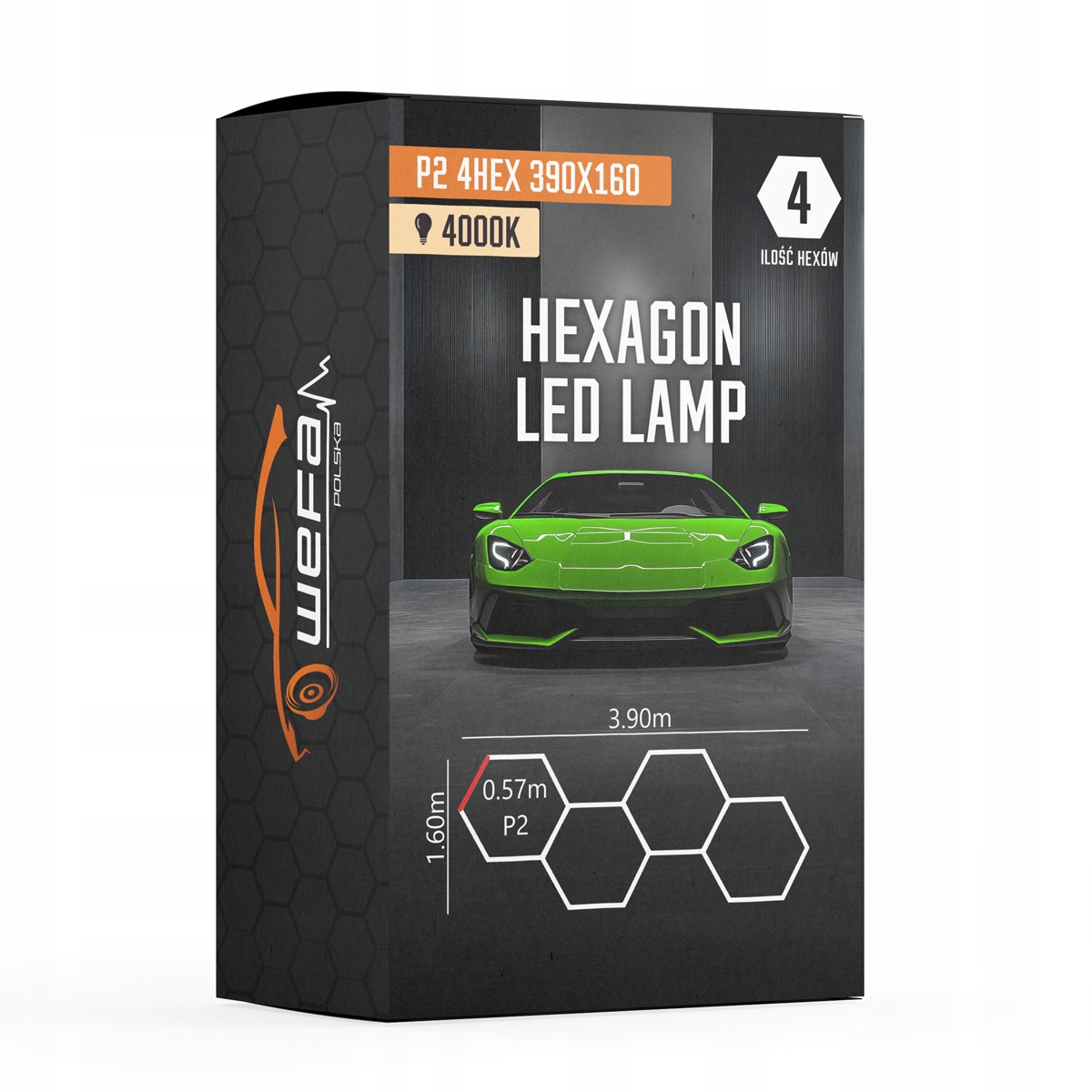 Lampa Led Hq Hexagon P2 4HEX 160x390 Plaster Miodu Warsztat Garaż Salon Dom