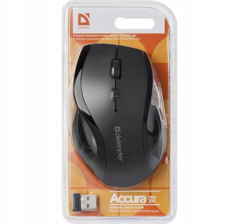 MYSZ DEFENDER ACCURA MM-295 RF CZARNA OPTICAL 1600DPI 6P — 7