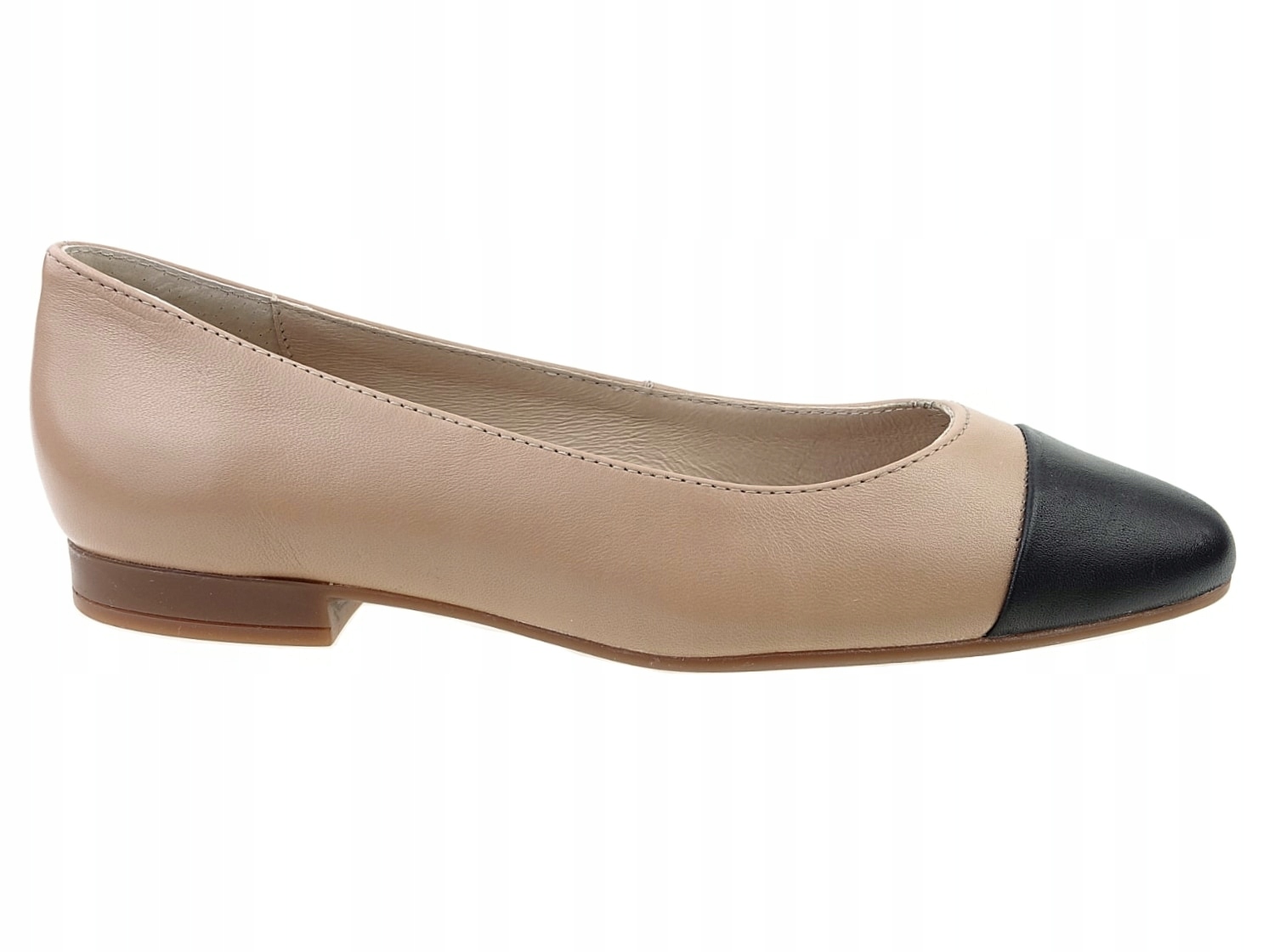 Ryłko baleriny buty L1NF9 beż, czarny, skóra 36