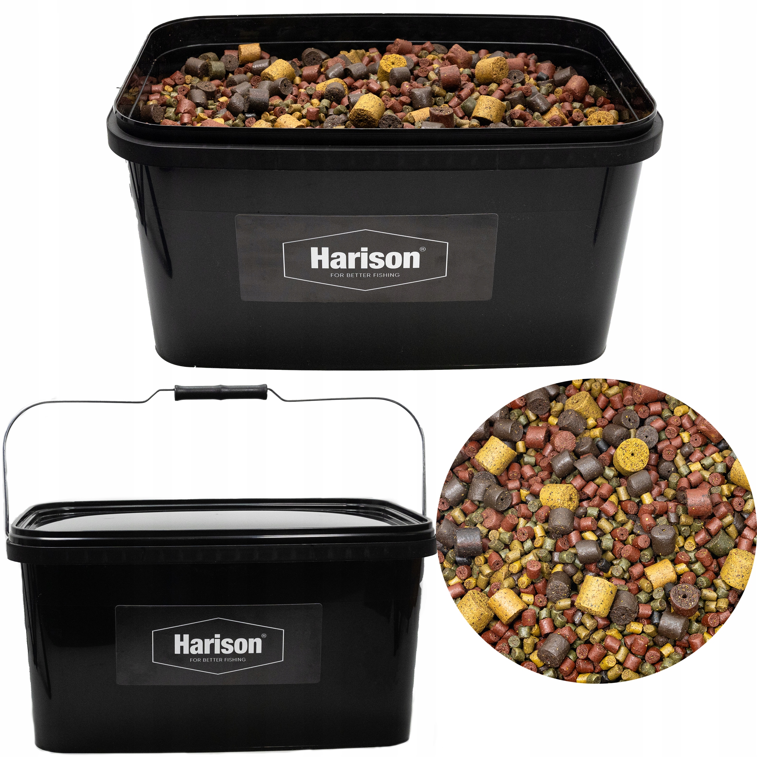 Pelety návnada pro ryby MIX 6-18 mm Sweet Harison 9 kg kbelík 10 l