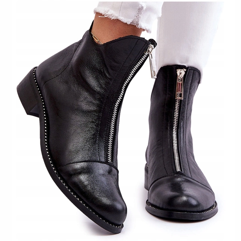 Dámské Kotníkové Boty Nicole Kožené 2785/037 Černé 40