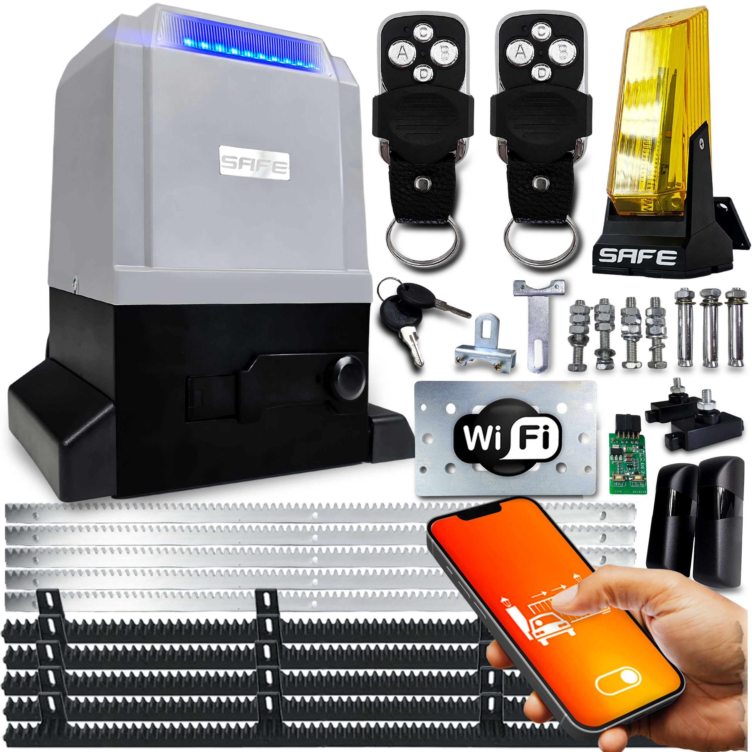 Sada Pohonov Pre Posuvnú Bránu 800 kg 2 diaľkové ovládače 5 X lampa Wifi Tuya