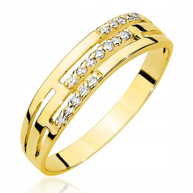 Piękna Złota Obrączka pr. 585 z Brylantami 0,15ct