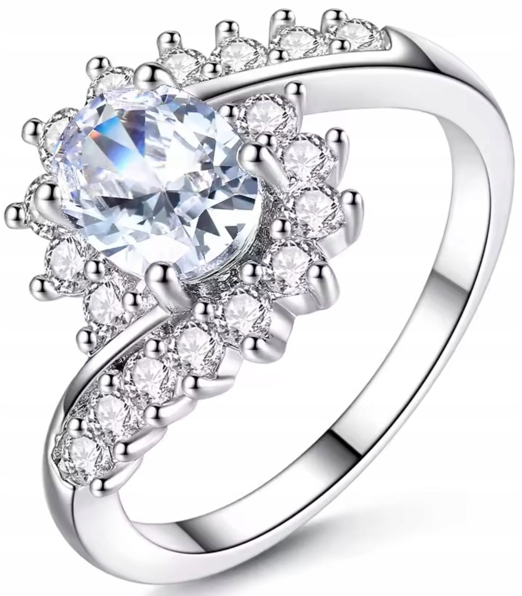 Stříbrný Prstýnek s diamanty velikost 17 z chirurgické oceli Zirkony