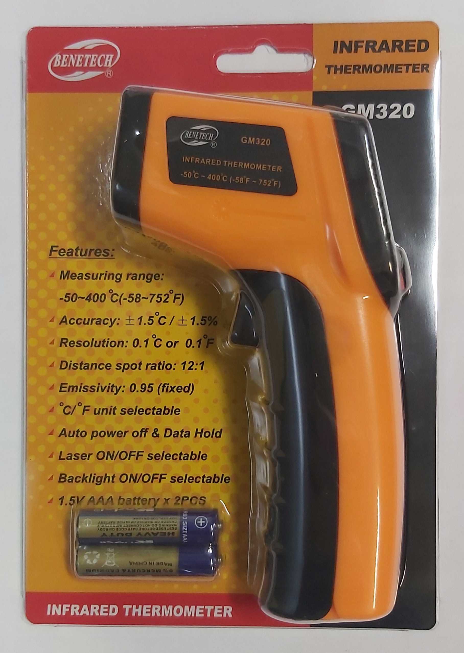 BEZDOTYKOWY TERMOMETR LASEROWY PIROMETR GM320 Model GM320