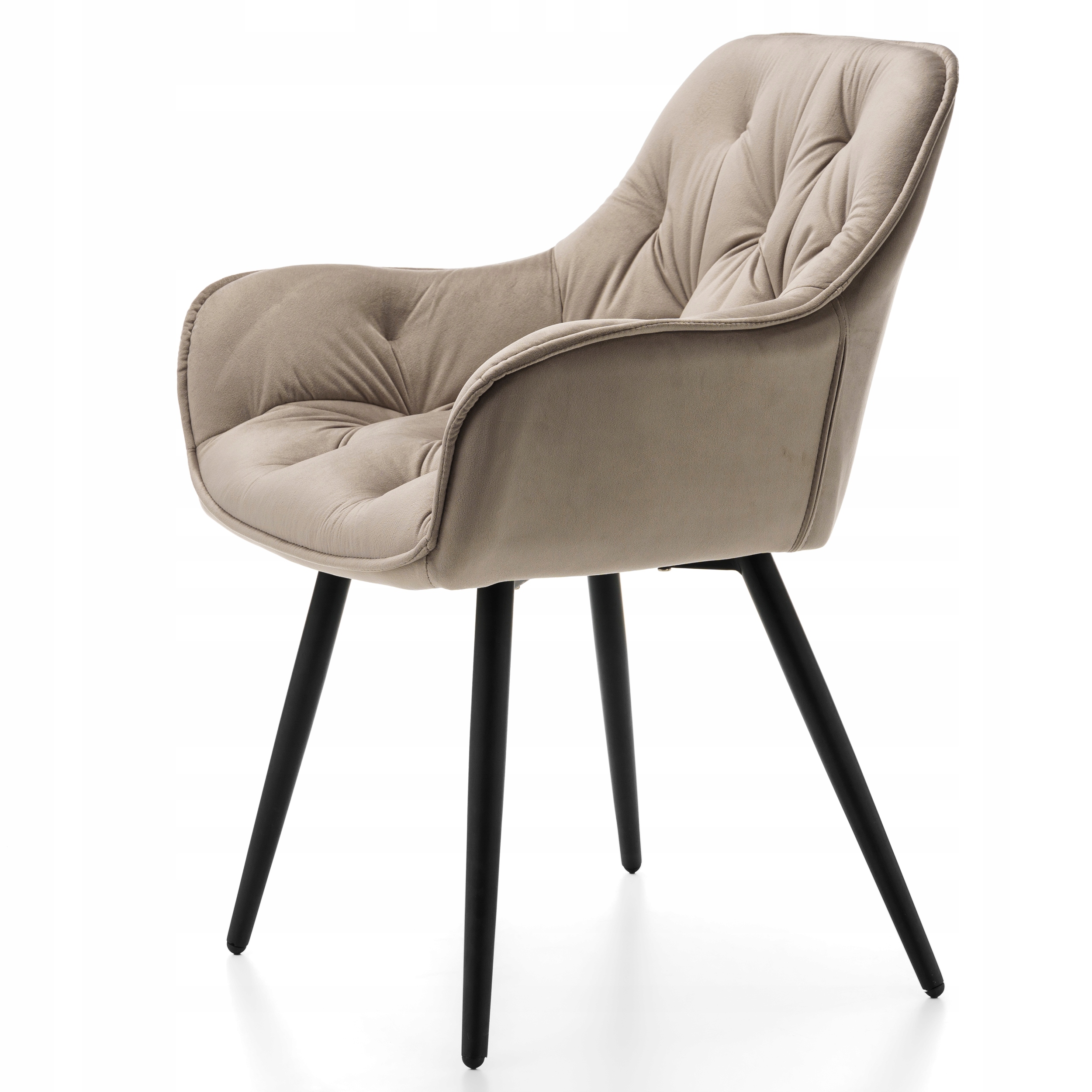 KRZESŁO TAPICEROWANE PIKOWANE DO SALONU JADALNI WELUROWE BEŻOWE SIENA Liczba krzeseł w zestawie 1