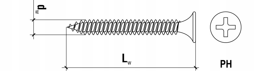 Wkrety do plyt gipsowych GK do metalu 3,5x35mm 1000 szt. Czarne Klimas KSGM Długość wkręta 35 mm