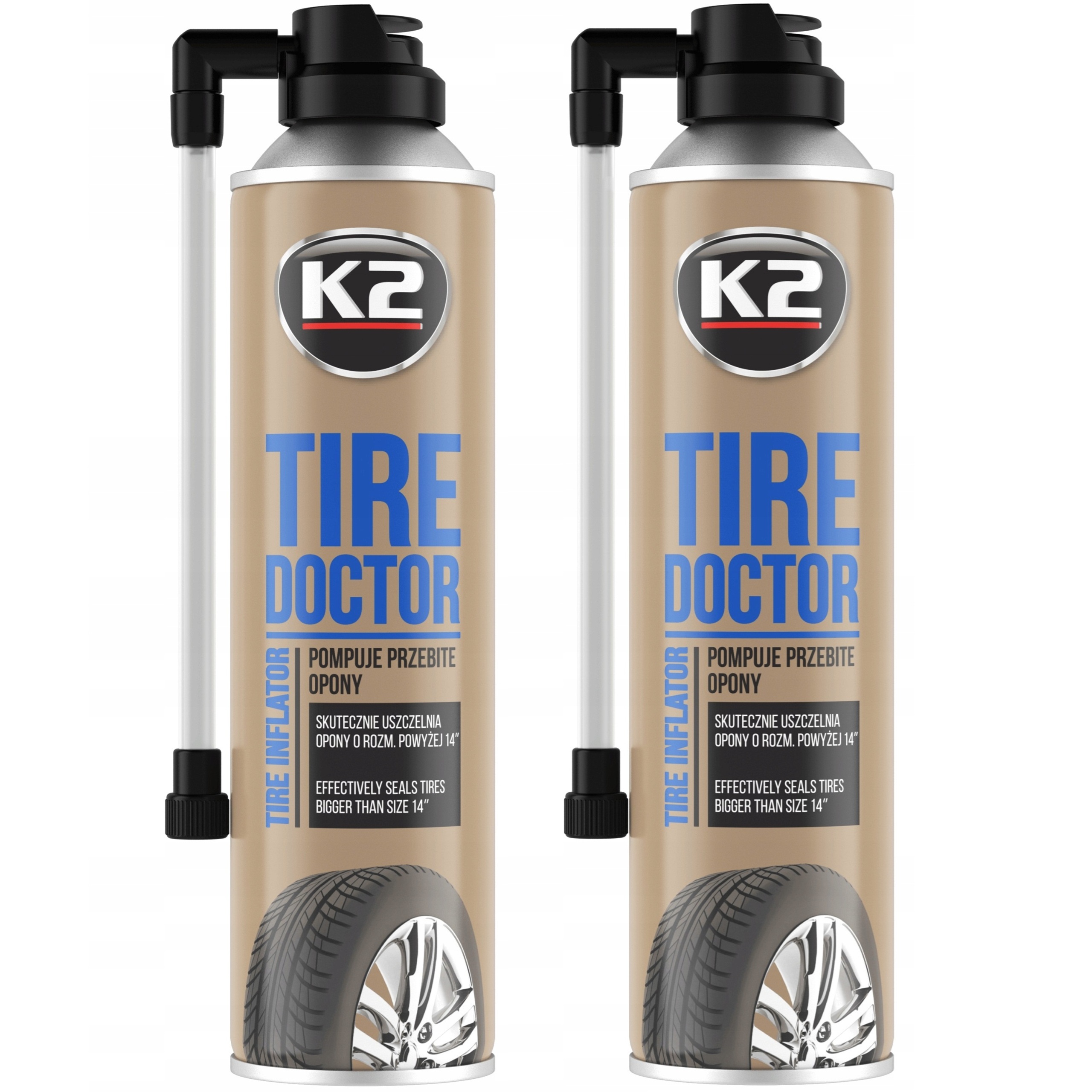 2X Koło Zapasowe W Sprayu Uszczelniacz przebitych opon K2 Tire Doctor 500ml