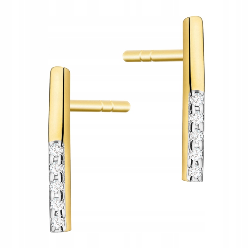 Zlaté Náušnice 585 Tyčinky S Brilianty 0,05 ct
