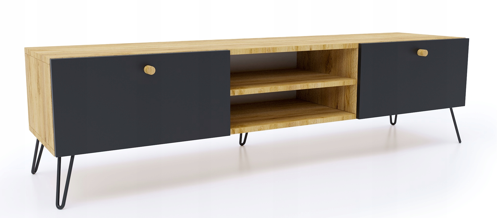 

Szafka Rtv komoda dąb czarna Loft industrial 180cm