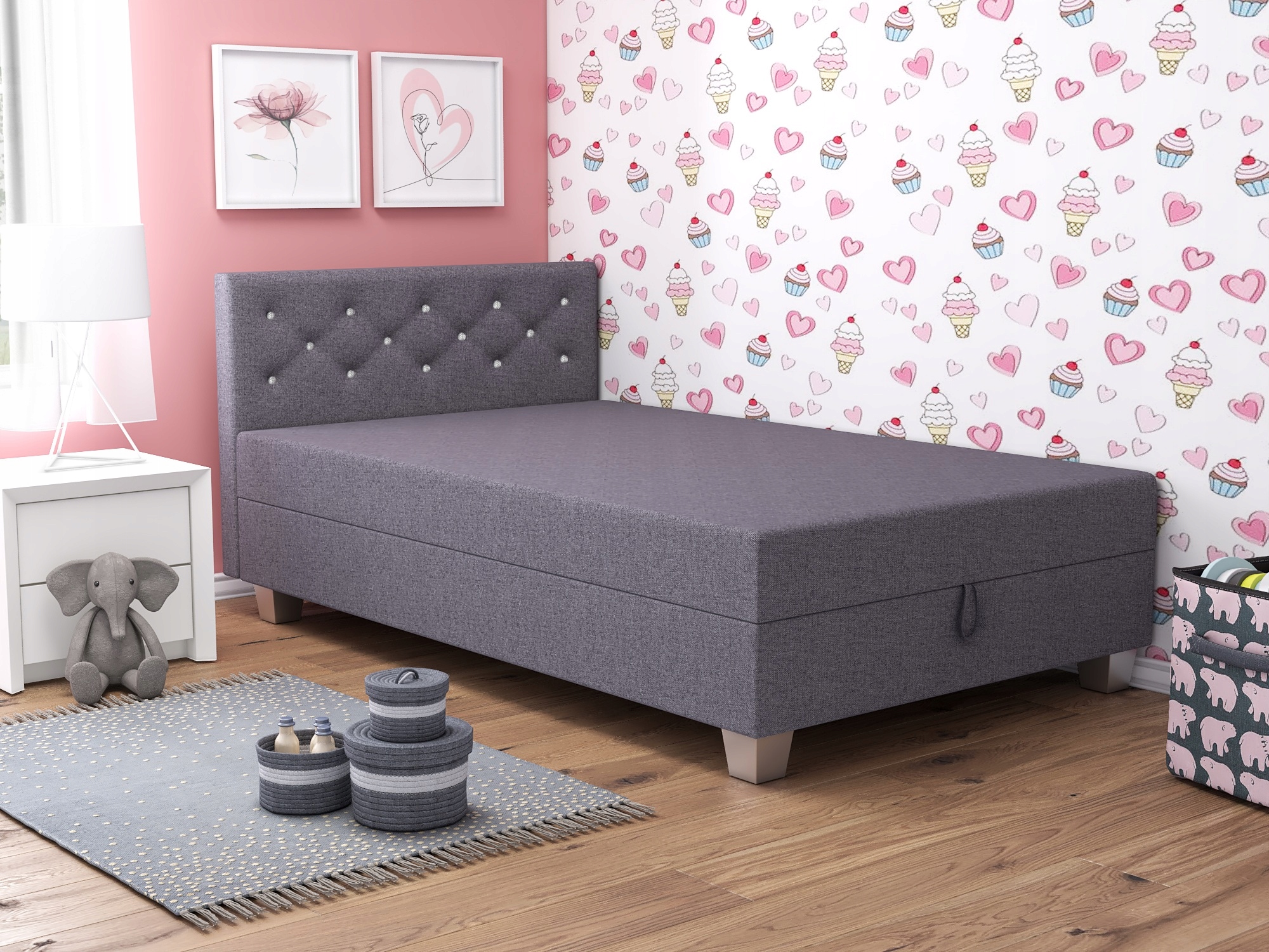 Postel s úložným prostorem na povlečení Pohovka pro mládež Lady 130x200