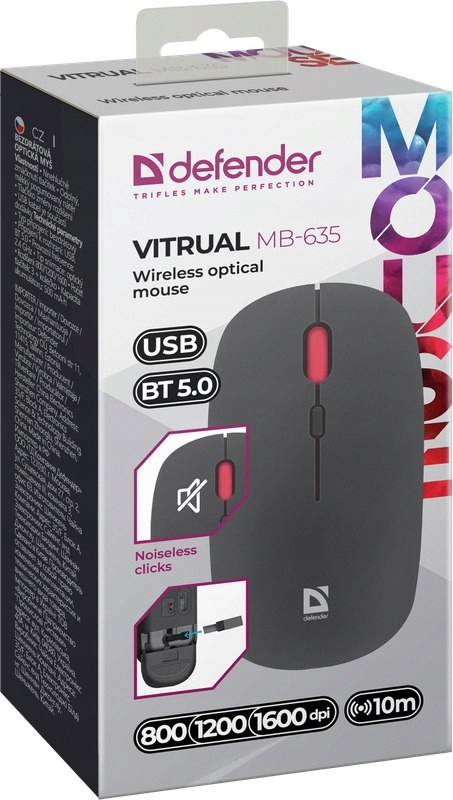 MYSZ DEFENDER VITRUAL MB-635 RF+BT SILENT 1600dpi 4P — 11