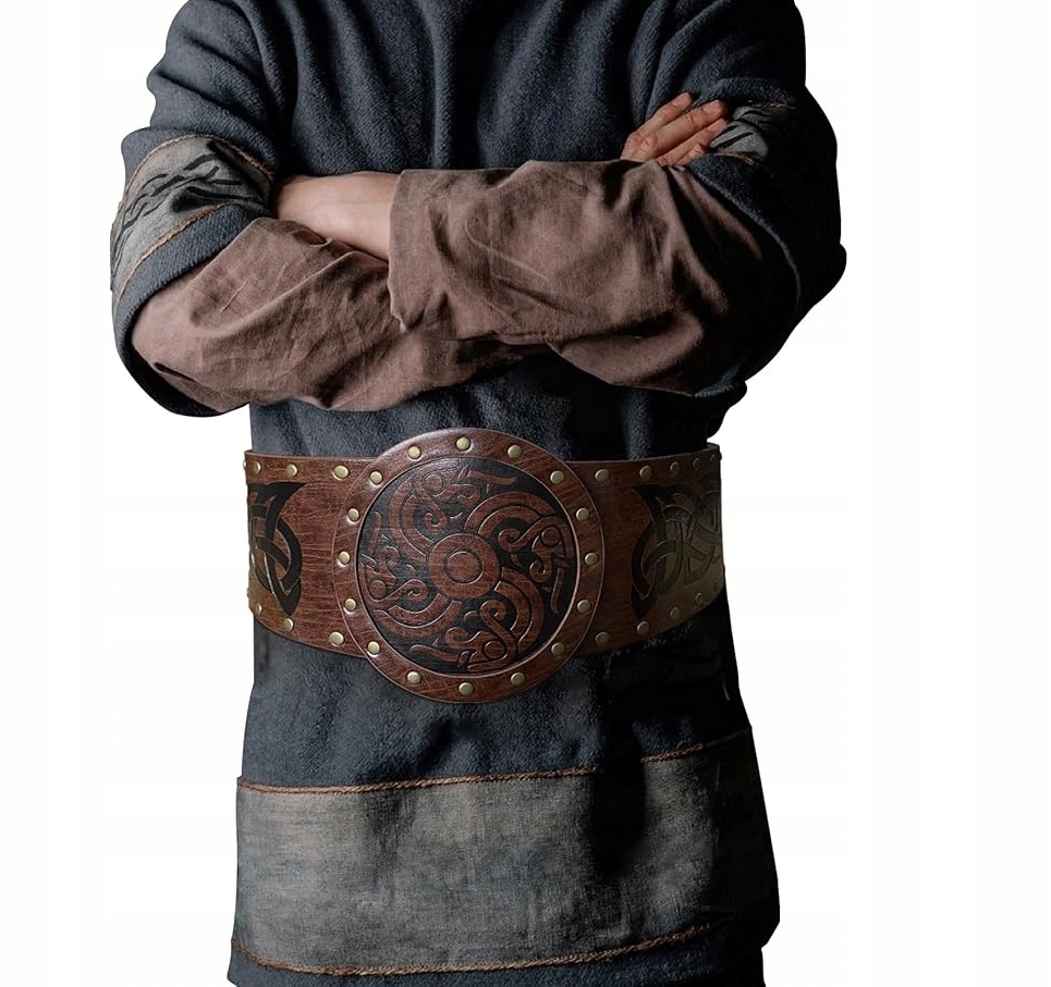Kostým Pásek Zbroj Rytíře Kožený středověký hnědý vikingský pancíř