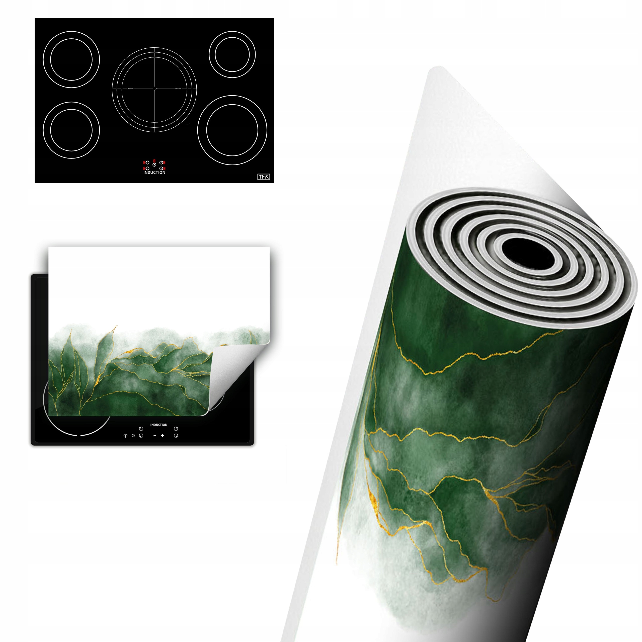 Vinylová Ochranná Deska Na Indukci 80x52 zelená bílá