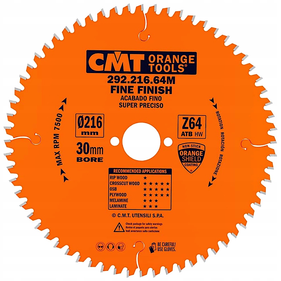 

Cmt Piła tarczowa do drewna laminatu 216x30mm 64z
