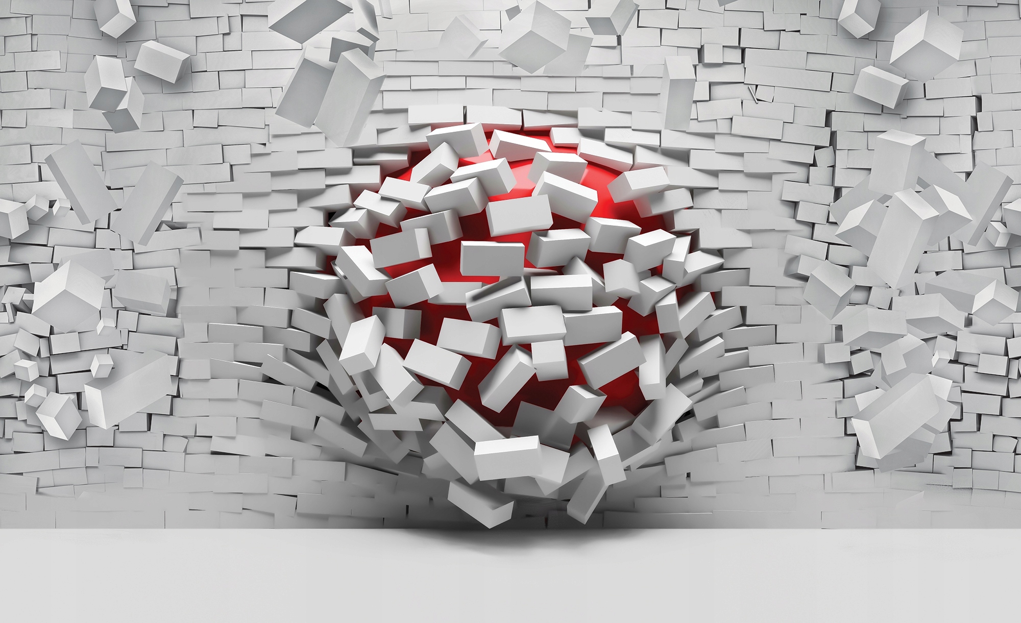 Fototapeta 3D Díra Ve Zdi Koule Zeď 312x219