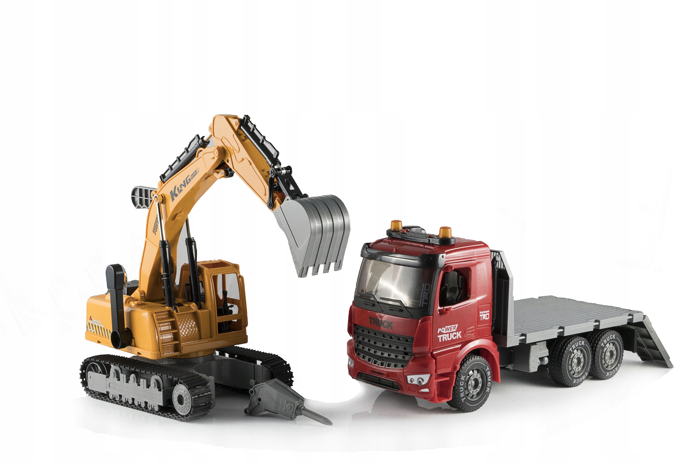 Duży SOLIDNY Pojazd TIR LAWETA + KOPARKA Model FT1434