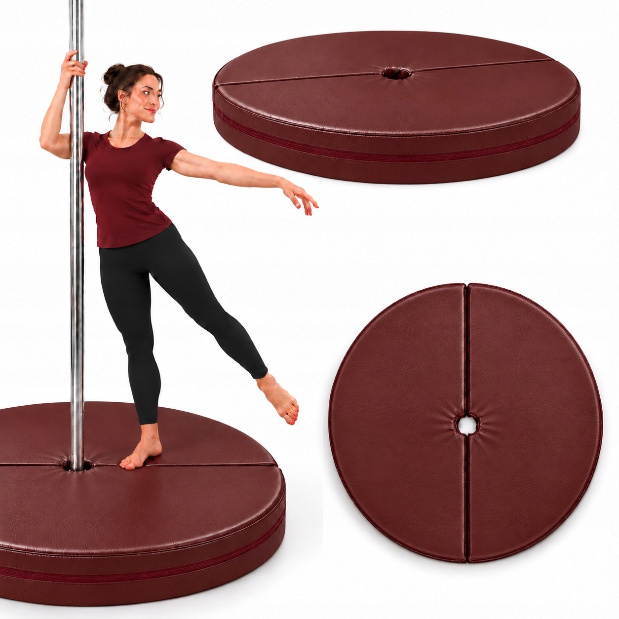 Matrace Pole Dance 120x10 cm Zajišťovací Fitness Skládací Třešňová