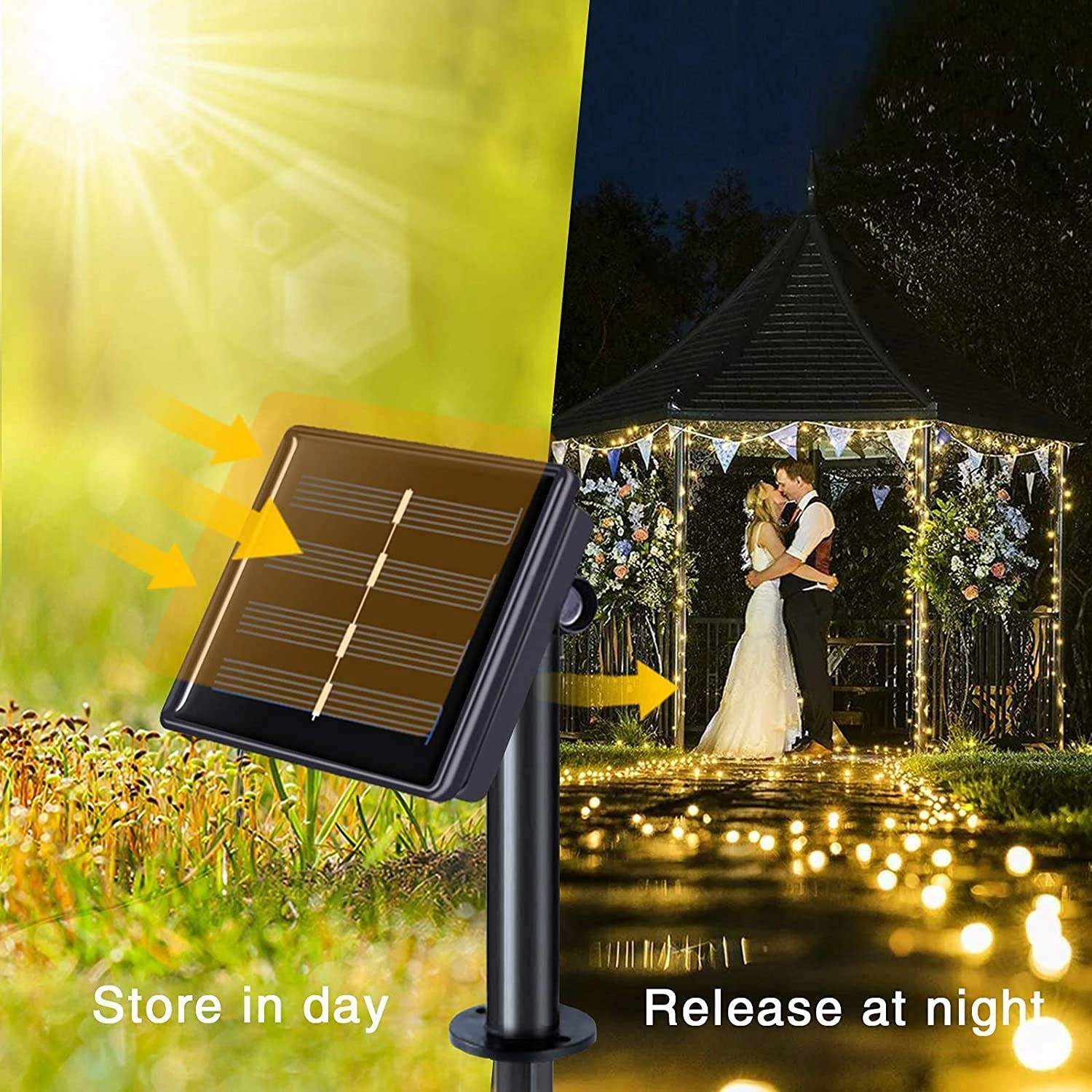 OREUNIK Solarna Girlanda 2x12M 240LED Wodoodporna Ciepła Biała Ogród — miniatura 4