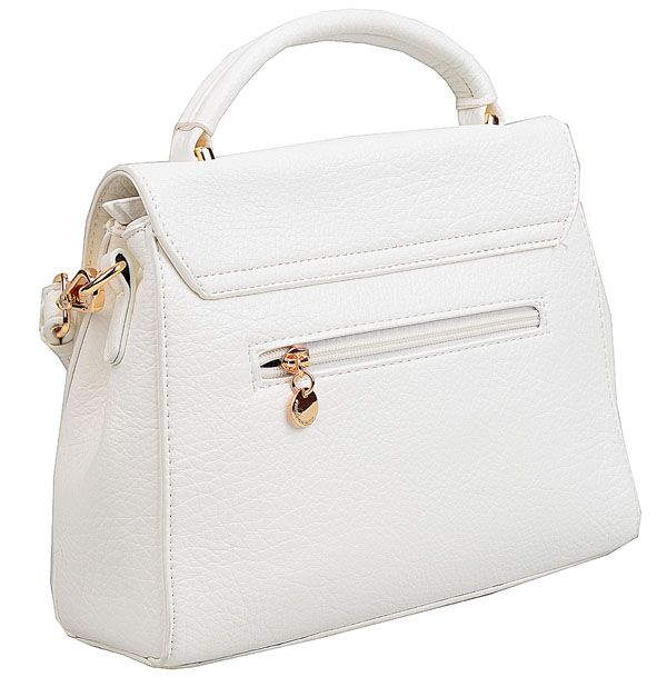 LuluCastagnette MODNA Torebka Damska KUFEREK do ręki NA RAMIĘ z paskiem Kolor biały