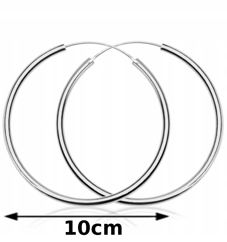 Stříbrné Náušnice Kruhy 10 CM Stříbro 925 Velké