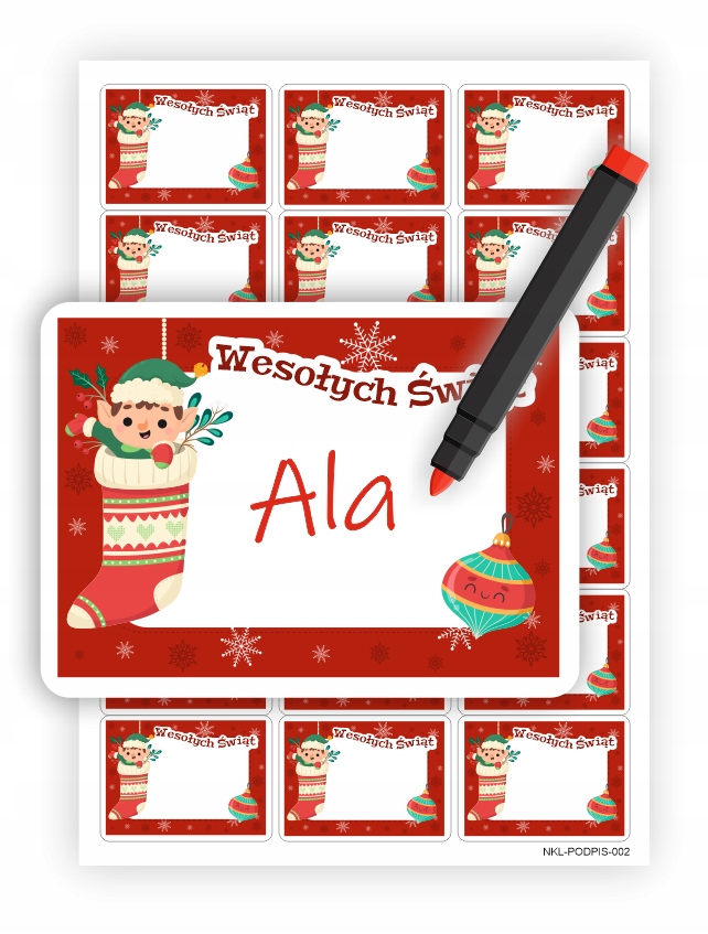 

Naklejki Świąteczne Na Prezenty Z Miejscem Na Imię