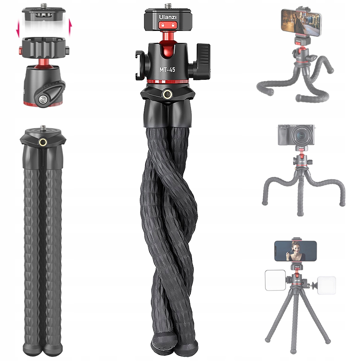 Ohebný stativ Ulanzi MT-45 s rychlospojkou Claw Quick 1/4“ studená patka