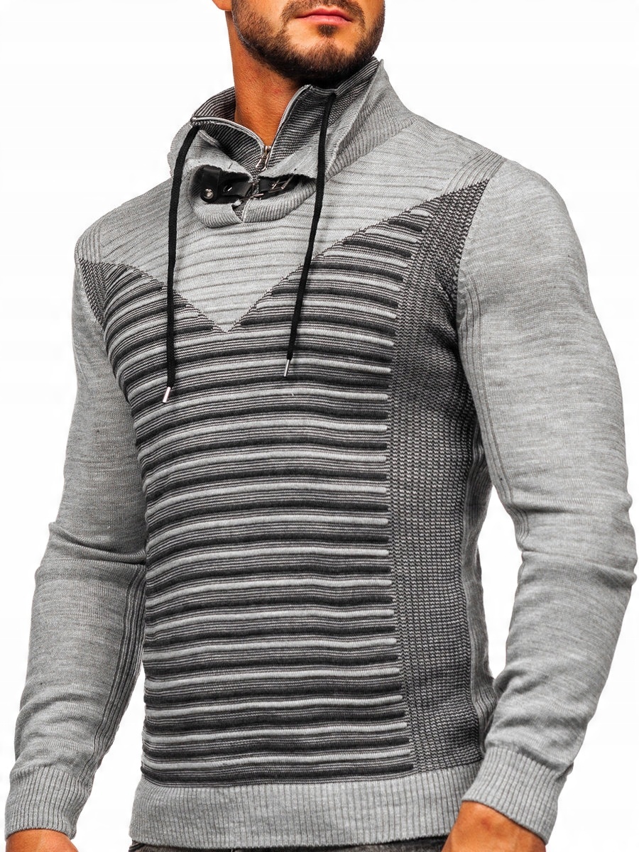 

Sweter Męski Ze Stójką Szary 1008 Denley_l