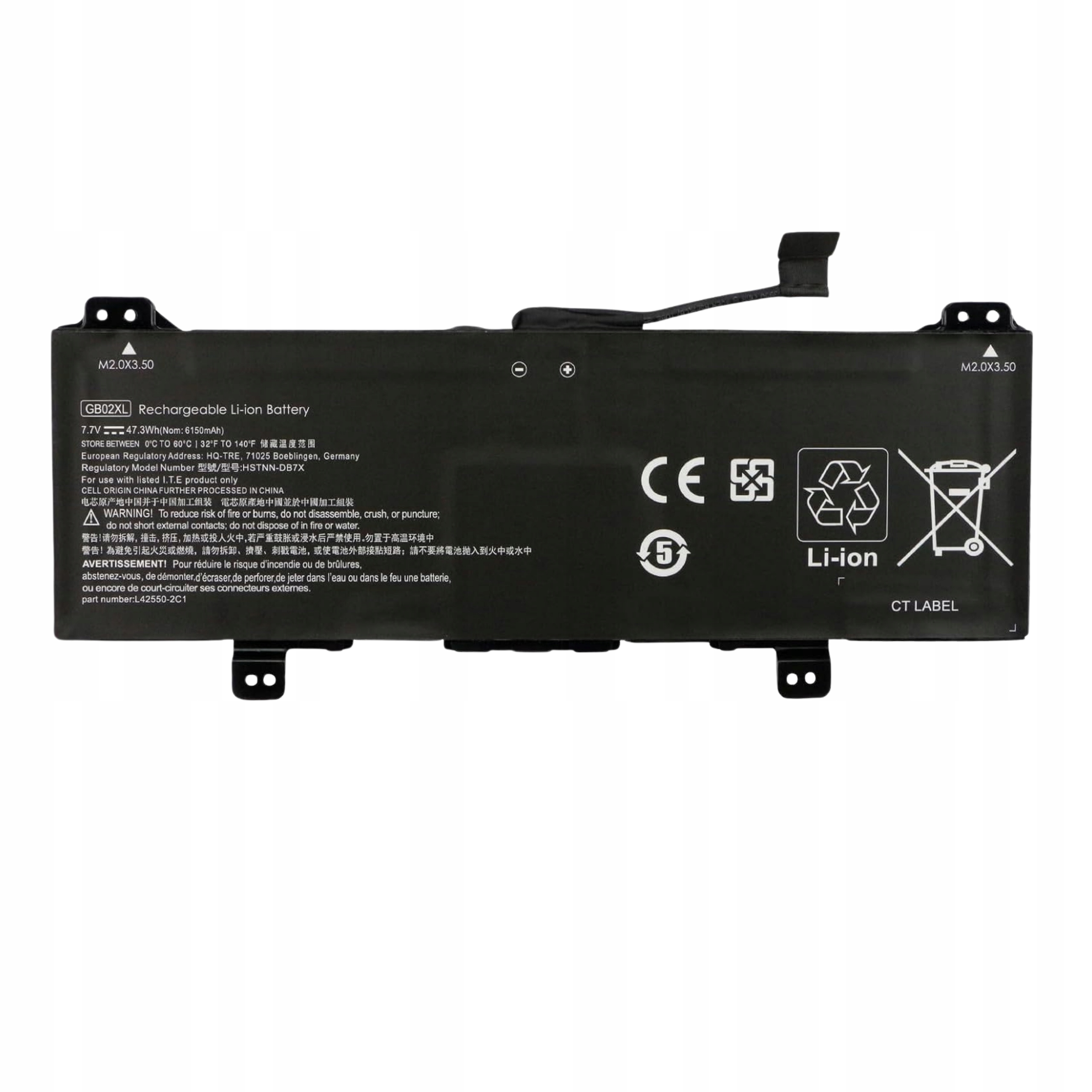 Baterie pro Hp Chromebook GB02XL GM02XL 47.3Wh 6150mAh 7.7V náhrada