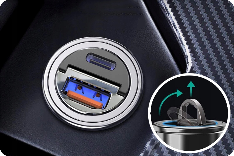 SZYBKA SAMOCHODOWA ŁADOWARKA ZAPALNICZKA USB+KABEL Kod producenta SAMQCFLAT01